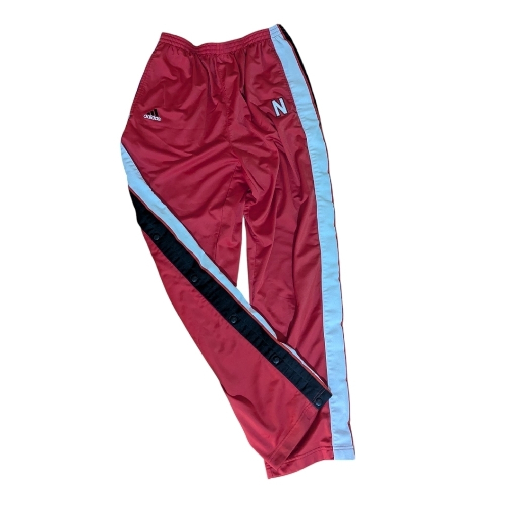 Vtg 90s Adidas Red/ Black Breakaway Retro basketball Nebraska Pants Sz XL - Picture 8 of 10